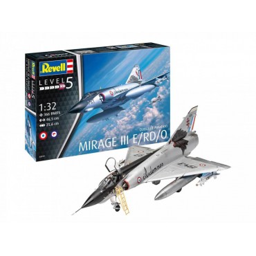 KIT PARA MONTAR REVELL AVIÃO DASSAULT MIRAGE III E/RD/0 1:32 NÍVEL 5 366 PEÇAS REV 03919